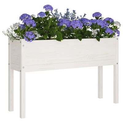 vidaXL Ζαρντινιέρα Λευκή 110 x 31 x 70 εκ. από Μασίφ Ξύλο Πεύκου