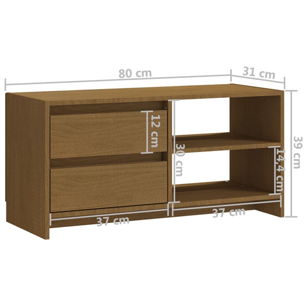 vidaXL Έπιπλο Τηλεόρασης Μελί 80 x 31 x 39 εκ. από Μασίφ Ξύλο Πεύκου
