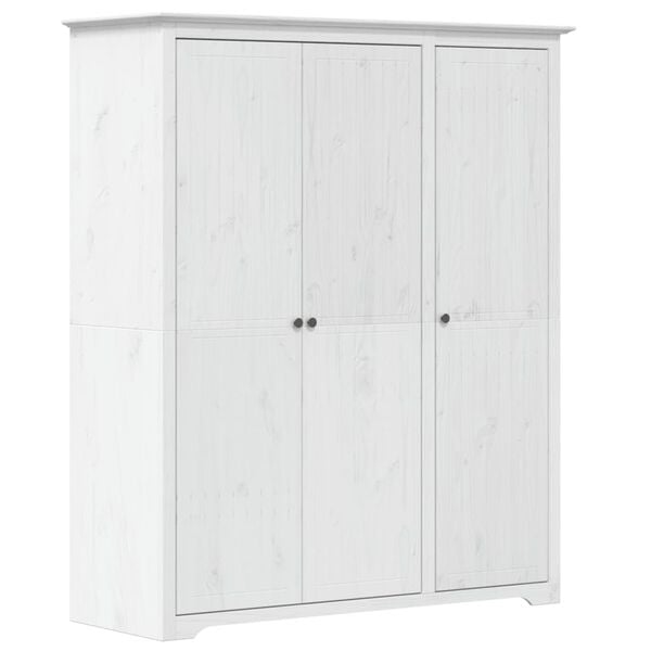 vidaXL Ντουλάπα BODO Λευκή 146x53,5x173 εκ. από Μασίφ Ξύλο Πεύκου