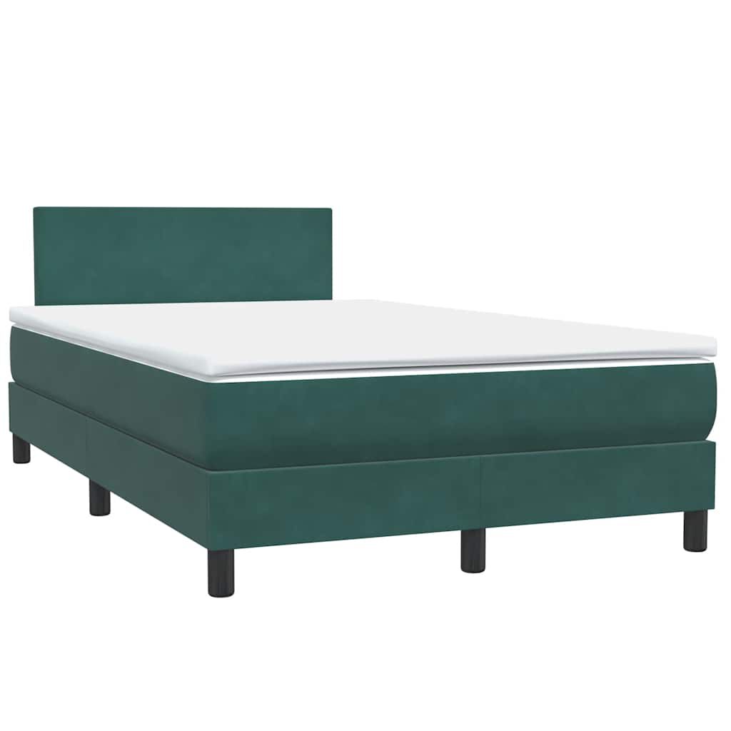 vidaXL Κρεβάτι Boxspring με Στρώμα Σκούρο Πράσινο 120x210εκ. Βελούδινο