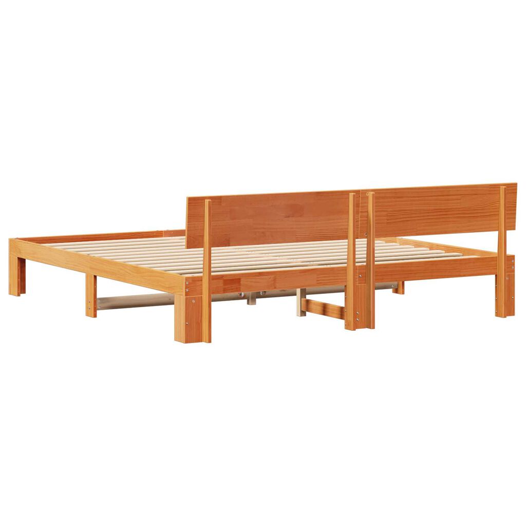 vidaXL Κρεβάτι με κεφαλάρι Κερωμένο Καφέ 180x200 εκ. Μασίφ ξύλο πεύκου