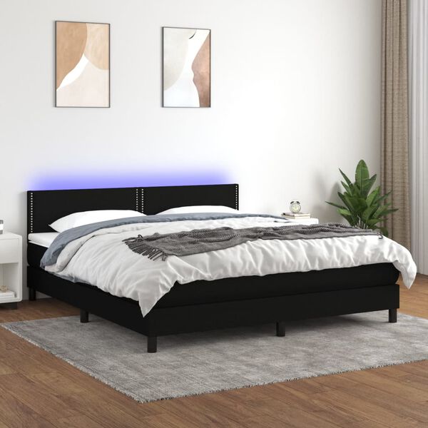 vidaXL &Kappa;&rho;&epsilon;&beta;ά&tau;&iota; Boxspring &mu;&epsilon; &Sigma;&tau;&rho;ώ&mu;&alpha; & LED &Mu;&alpha;ύ&rho;&omicron; 160x200 &epsilon;&kappa;. &Upsilon;&phi;&alpha;&sigma;&mu;ά&tau;&iota;&nu;&omicron;