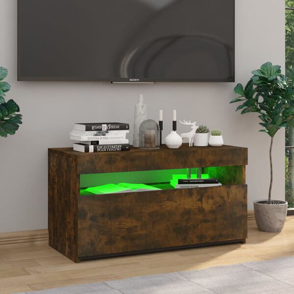vidaXL Έπιπλο Τηλεόρασης με LED Καπνιστή Δρυς 75 x 35 x 40 εκ.