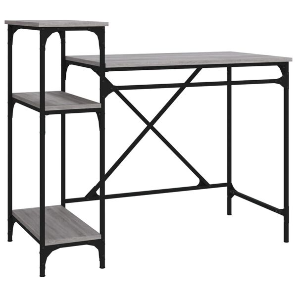 vidaXL Γραφείο με Ράφια Γκρι Sonoma 105x50x90 εκ. Επεξ. Ξύλο/Σίδηρος