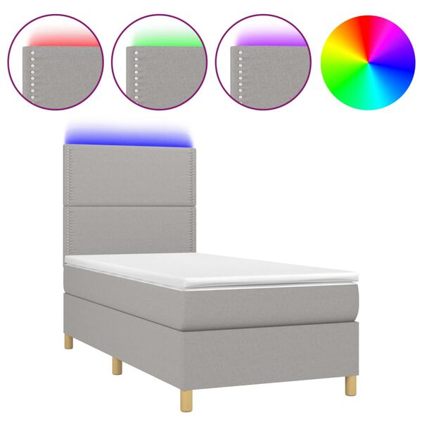 vidaXL &Kappa;&rho;&epsilon;&beta;ά&tau;&iota; Boxspring &mu;&epsilon; &Sigma;&tau;&rho;ώ&mu;&alpha; & LED &Alpha;&nu;.&Gamma;&kappa;&rho;&iota; 90x200 &epsilon;&kappa;. &Upsilon;&phi;&alpha;&sigma;&mu;ά&tau;&iota;&nu;&omicron;