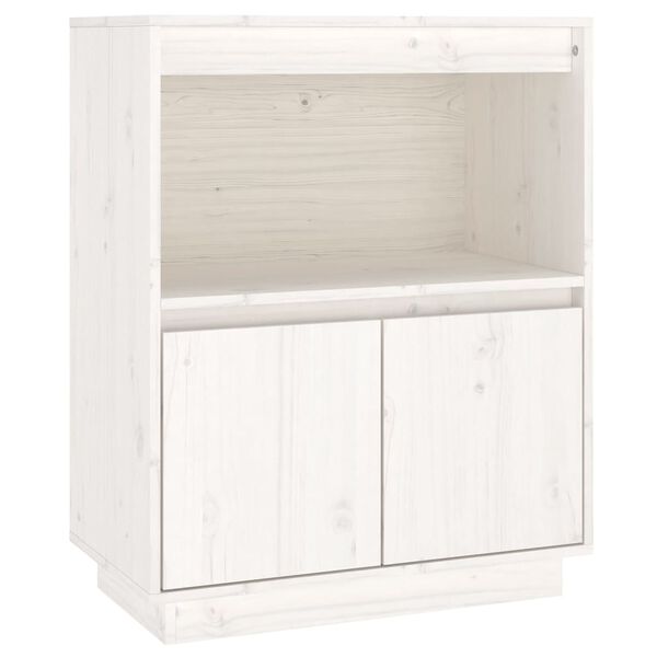 vidaXL Ντουλάπι Λευκό 60 x 34 x 75 εκ. από Μασίφ Ξύλο Πεύκου