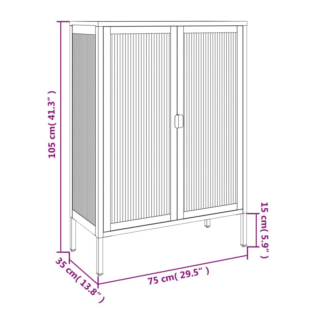 vidaXL Ντουλάπι Μαύρο 75 x 35 x 105 εκ. από Γυαλί και Ατσάλι