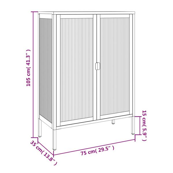 vidaXL Ντουλάπι Μαύρο 75 x 35 x 105 εκ. από Γυαλί και Ατσάλι