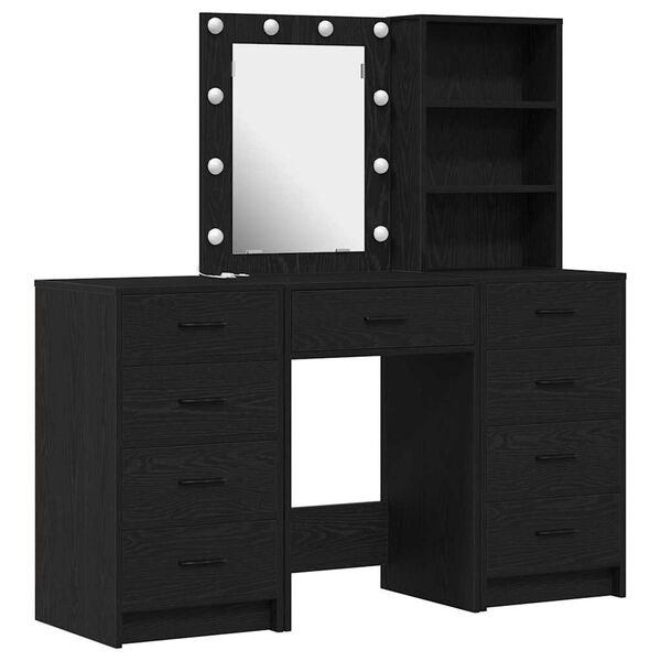 vidaXL Τραπέζι περιποίησης με συρτάρι 3 pcs Μαύρο 40 x 41 x 135 εκ.