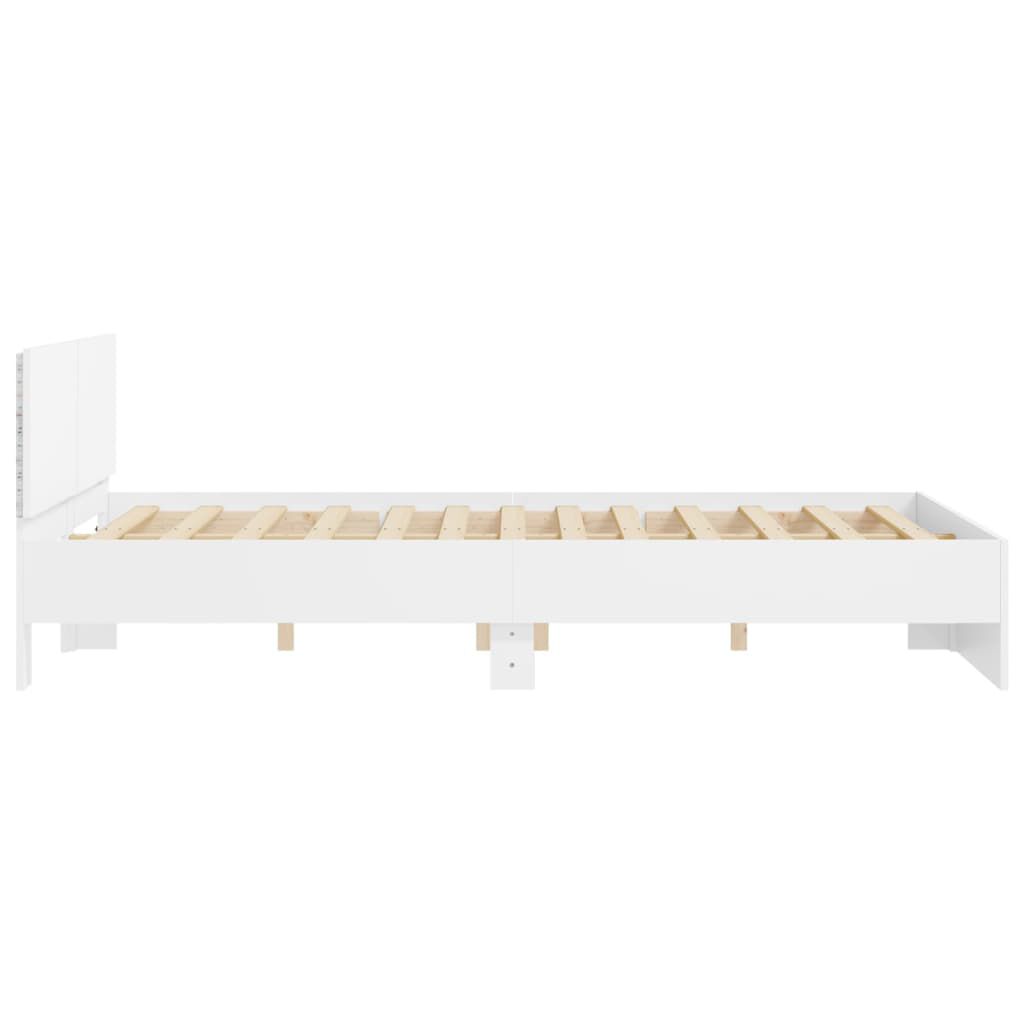 vidaXL Πλαίσιο Κρεβατιού με Κεφαλάρι/LED Λευκό 160x200 εκ.