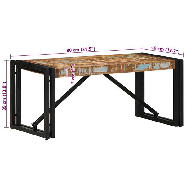 vidaXL Τραπεζάκι σαλονιού πολύχρωμο 80x40x35cm Ξύλο μασίφ ανακυκλωμένο