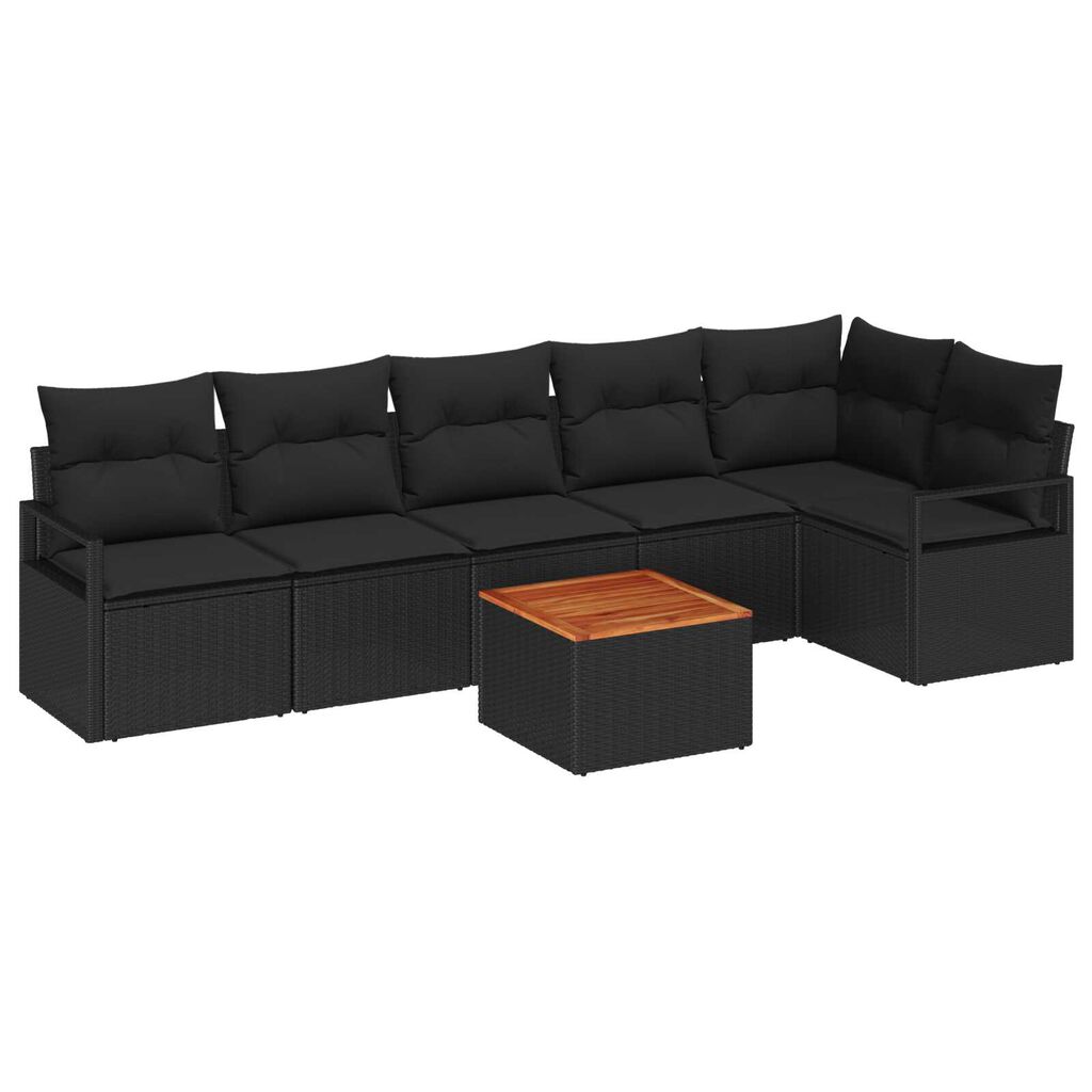 vidaXL Σετ Καναπέ Κήπου 7 pcs Μαύρο