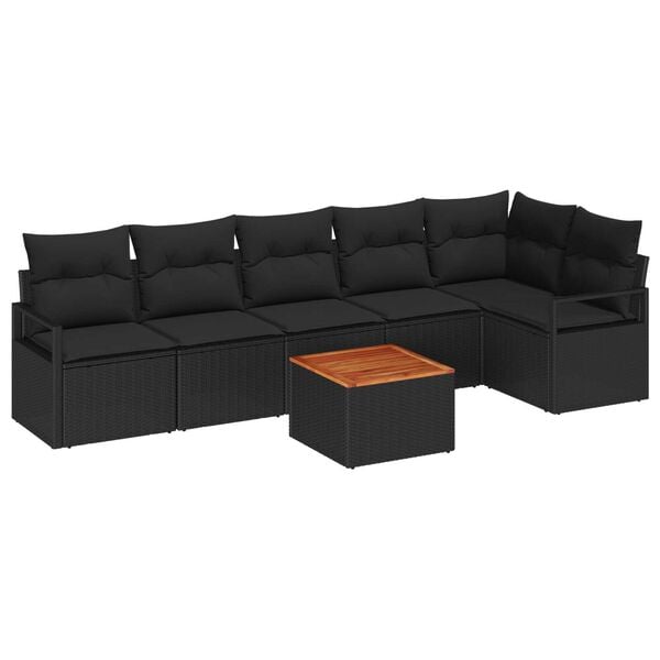 vidaXL Σετ Καναπέ Κήπου 7 pcs Μαύρο
