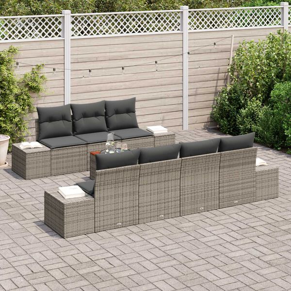 vidaXL Σετ Καναπέ Κήπου 8 pcs Γκρι 55 x 55 x 37 εκ Ρατάν, Πολυεστέρας