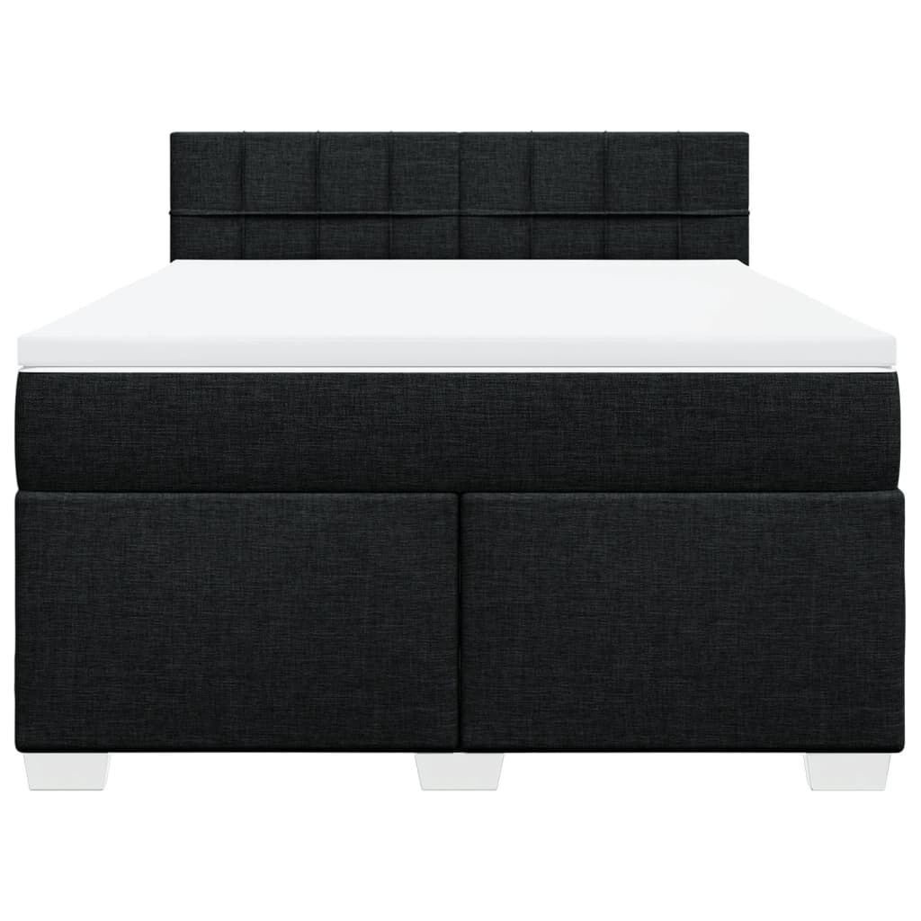 vidaXL Κρεβάτι Boxspring με Στρώμα Μαύρο 140x200 εκ. Υφασμάτινο