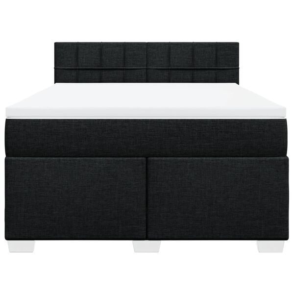 vidaXL Κρεβάτι Boxspring με Στρώμα Μαύρο 140x200 εκ. Υφασμάτινο