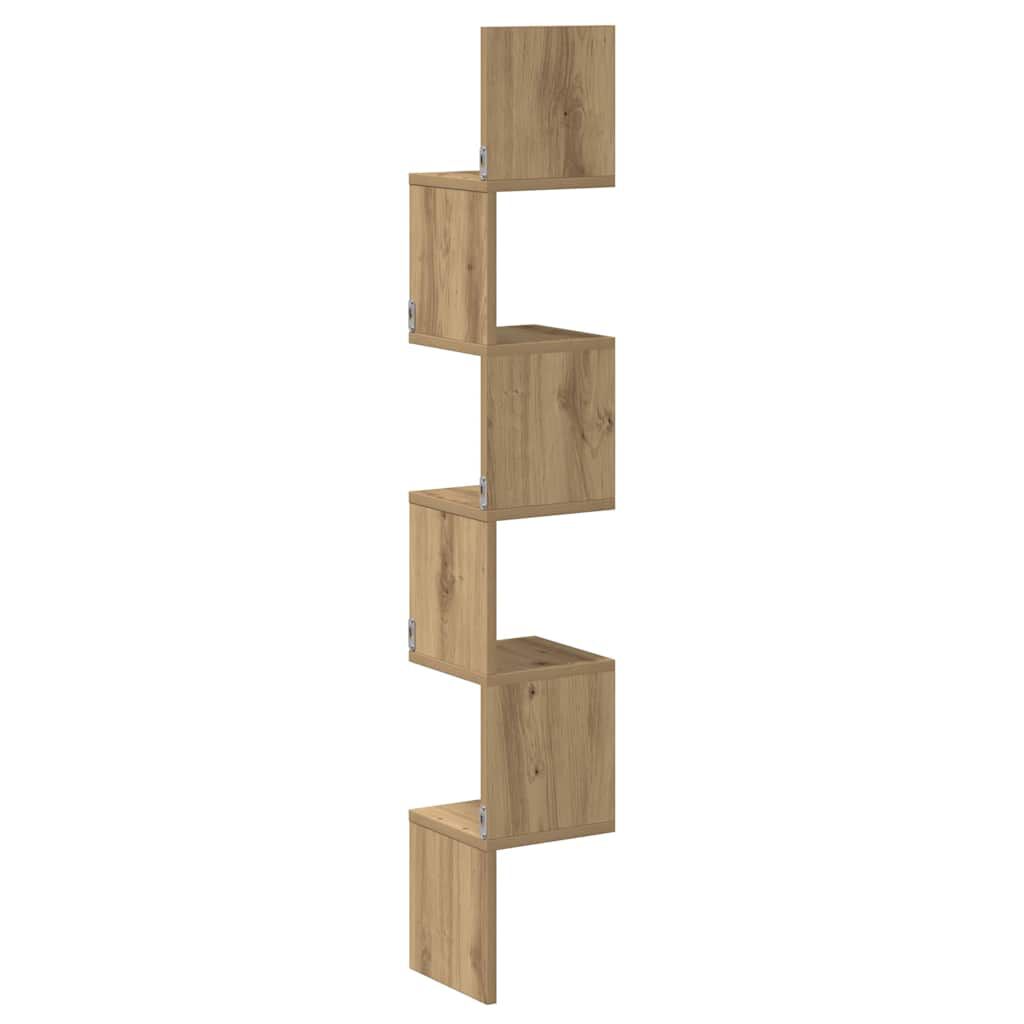 vidaXL Γωνιακό ράφι τοίχου Δρυς τεχνίτης 20x20x127,5 cm