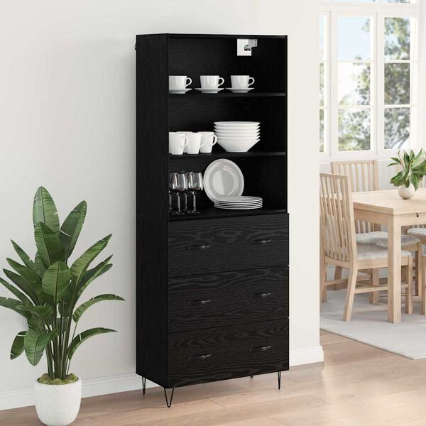 vidaXL Highboard &mu;&epsilon; &sigma;&upsilon;&rho;&tau;ά&rho;&iota; 2 pcs &Mu;&alpha;ύ&rho;&eta; &Omicron;&xi;&upsilon;ά &Epsilon;&pi;&epsilon;&xi;&epsilon;&rho;&gamma;&alpha;&sigma;&mu;έ&nu;&omicron; &xi;ύ&lambda;&omicron;