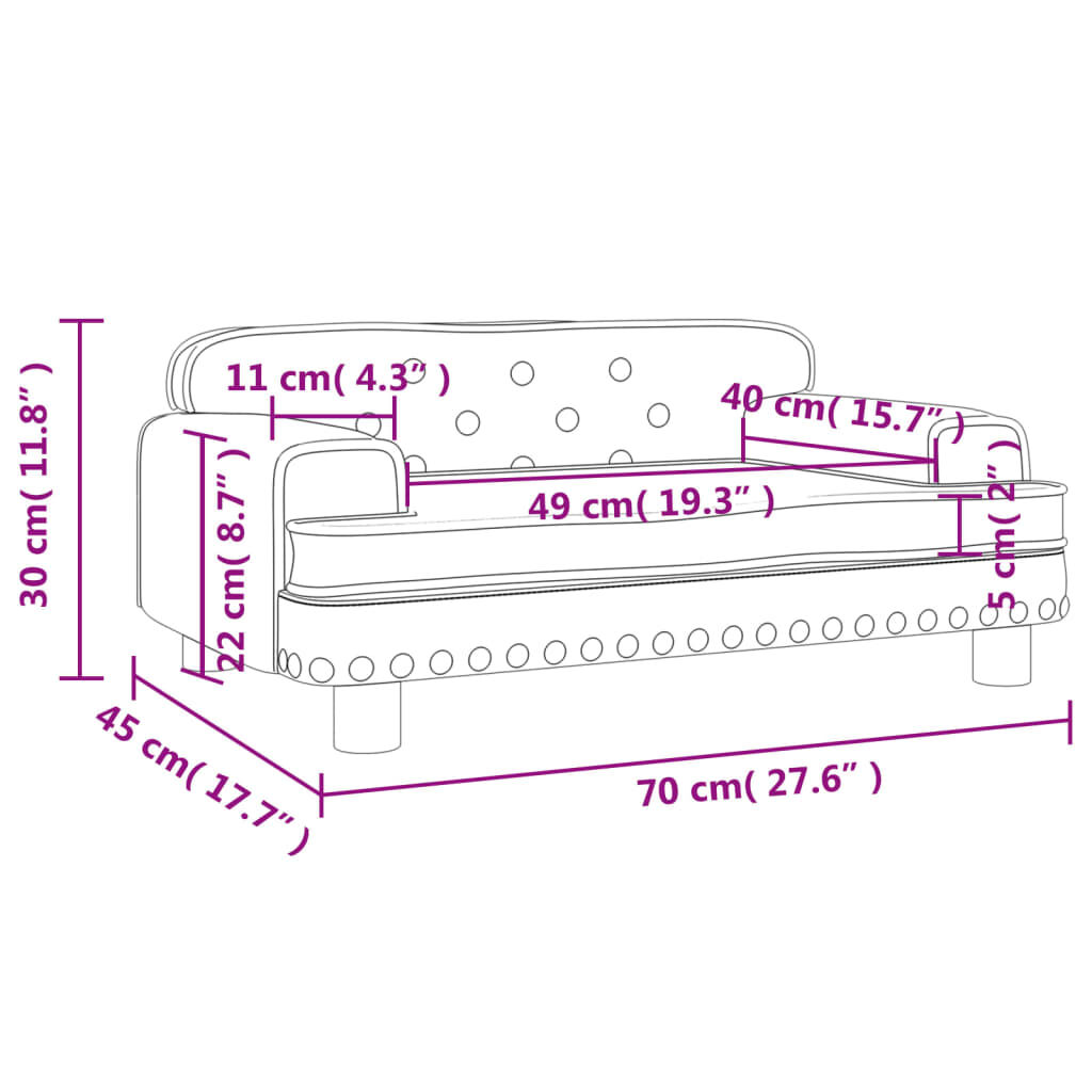 vidaXL Καναπές Παιδικός Μαύρο 70 x 45 x 30 εκ. από Βελούδο