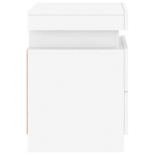 vidaXL Κομοδίνα με Φώτα LED 2 Τεμ. Λευκά 35 x 39 x 55 εκ.