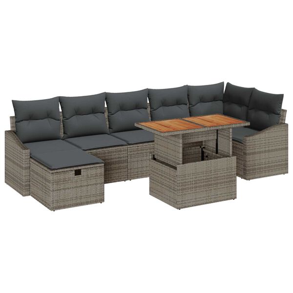 vidaXL Σετ Καναπέ Κήπου 8 pcs Γκρι συνθετικό ρατάν
