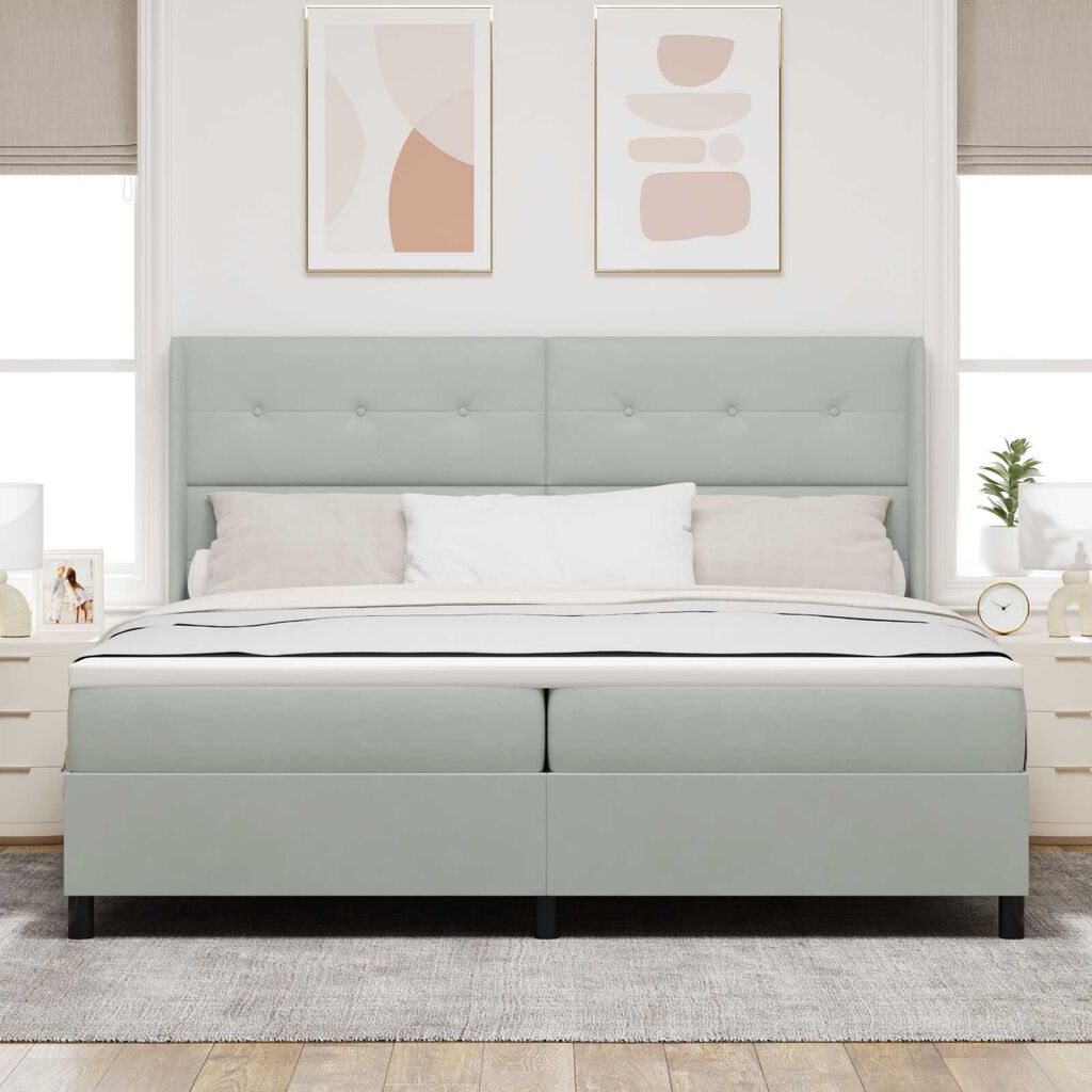 vidaXL Κρεβάτι Box Spring LED με Στρώμα Ανοιχτό γκρι 200 x 200 cm