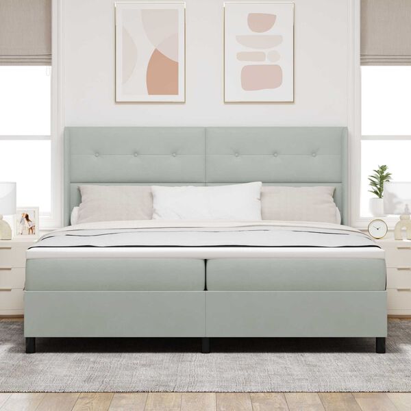 vidaXL Κρεβάτι Box Spring LED με Στρώμα Ανοιχτό γκρι 200 x 200 cm