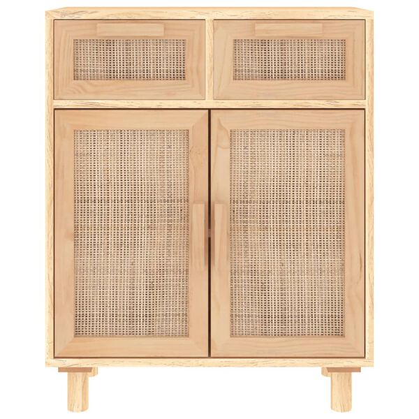 vidaXL Συρταριέρα Καφέ 60x30x75 εκ. Μασίφ Πεύκο & Φυσικό Ρατάν