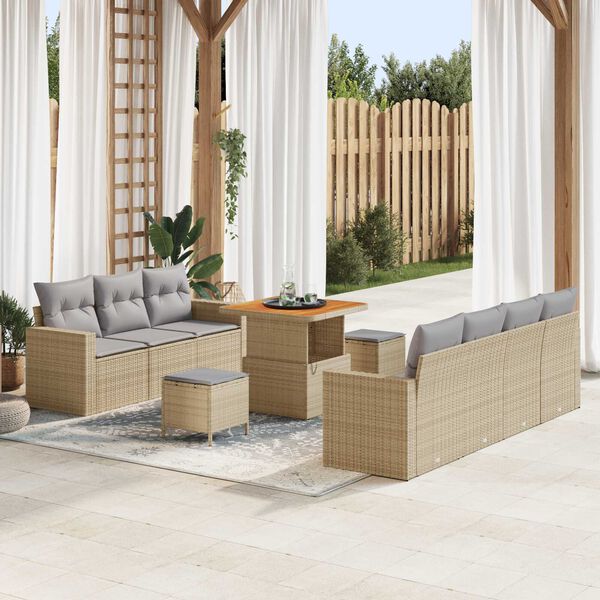 vidaXL Σετ Καναπέ Κήπου 10 pcs μπεζ και ανοιχτό γκρι 80 x 80 x 71 cm