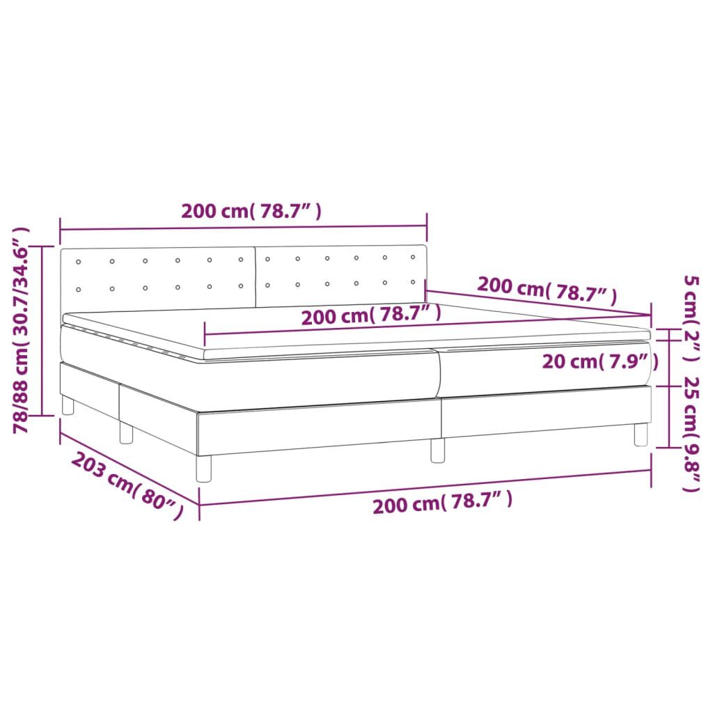 vidaXL Κρεβάτι Boxspring με Στρώμα Μαύρο 200x200 εκ. Βελούδινο