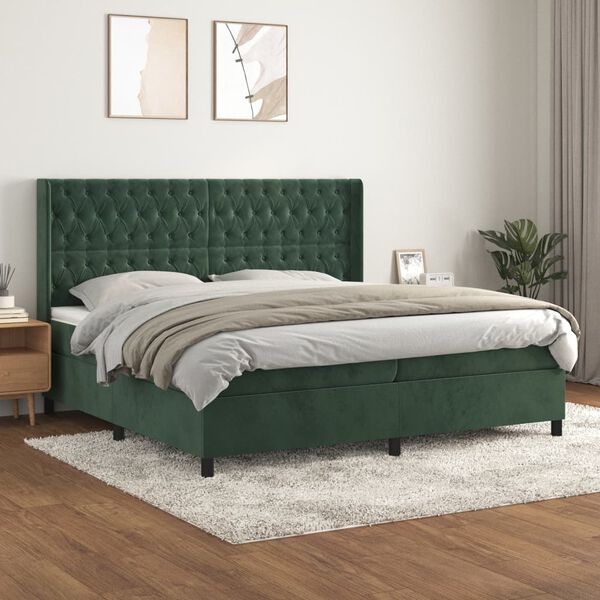 vidaXL &Kappa;&rho;&epsilon;&beta;ά&tau;&iota; Boxspring &mu;&epsilon; &Sigma;&tau;&rho;ώ&mu;&alpha; &Sigma;&kappa;&omicron;ύ&rho;&omicron; &Pi;&rho;ά&sigma;&iota;&nu;&omicron; 200x200&epsilon;&kappa;. &Beta;&epsilon;&lambda;&omicron;ύ&delta;&iota;&nu;&omicron;