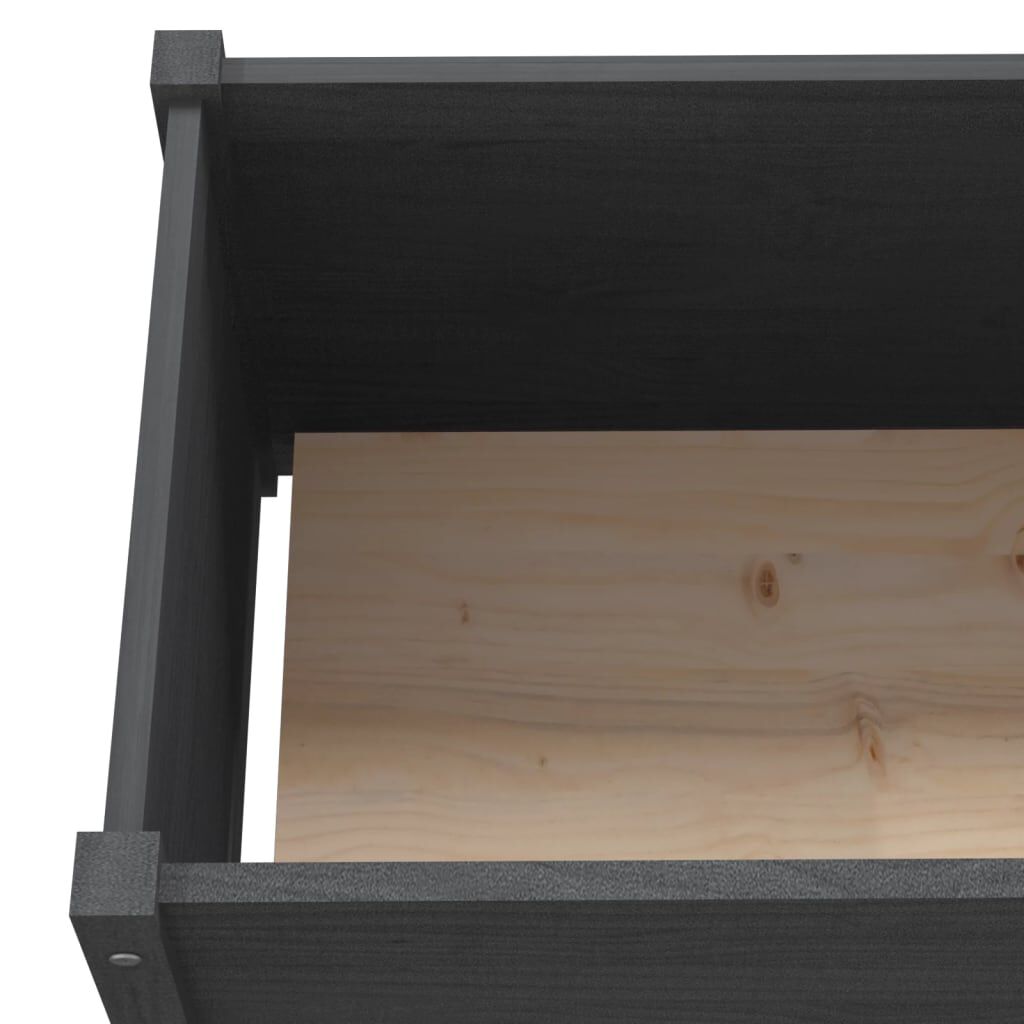 vidaXL Ζαρντινιέρα Κήπου Γκρι 150 x 50 x 70 εκ. από Μασίφ Ξύλο Πεύκου