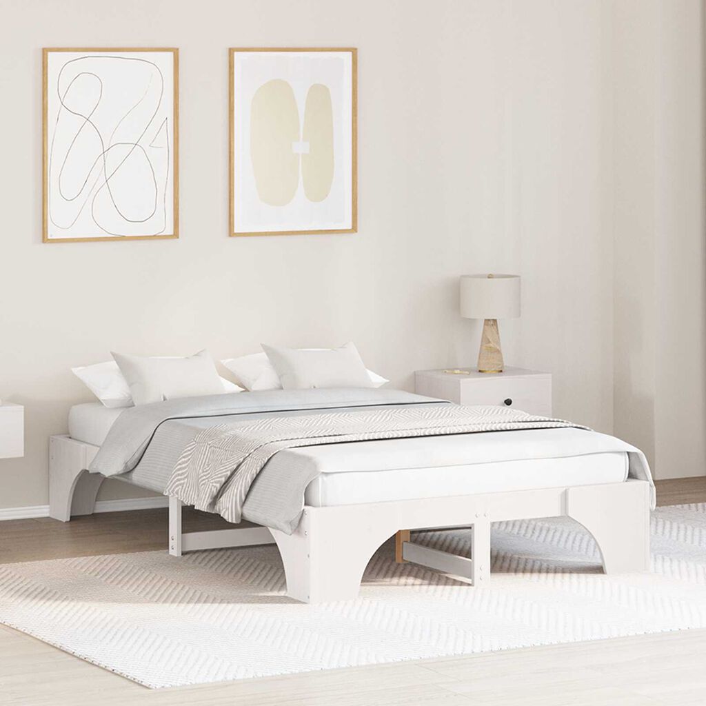 vidaXL Κρεβάτι Λευκό Ξύλο 120 x 200 cm Ανθεκτικό Σύγχρονο