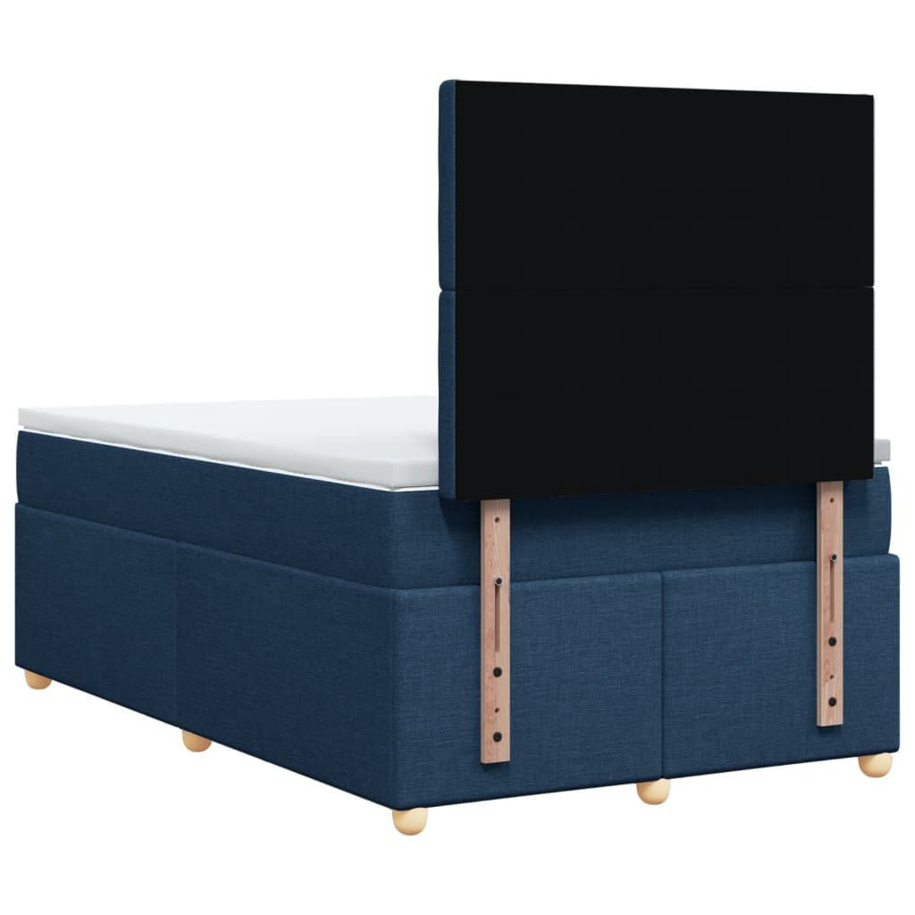 vidaXL Κρεβάτι Boxspring με Στρώμα Μπλε 120x200 εκ. Υφασμάτινο