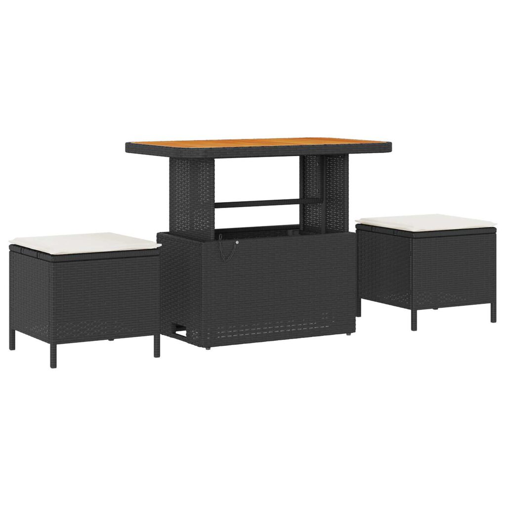 vidaXL Σετ Καναπέ Κήπου Ρυθμιζόμενο ύψος 13 pcs Μαύρο συνθετικό ρατάν