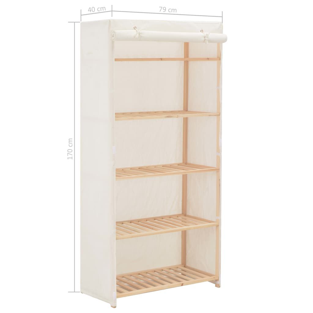 vidaXL Ντουλάπα Λευκή 79 x 40 x 170 εκ. Υφασμάτινη