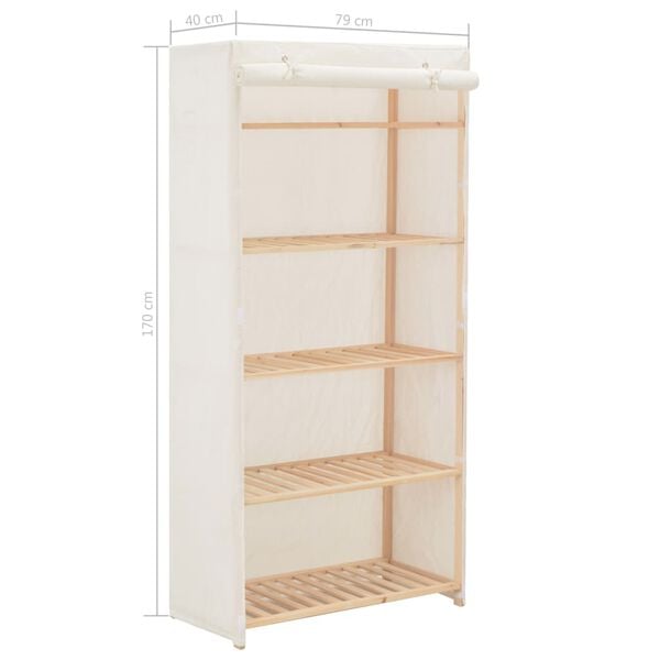 vidaXL Ντουλάπα Λευκή 79 x 40 x 170 εκ. Υφασμάτινη