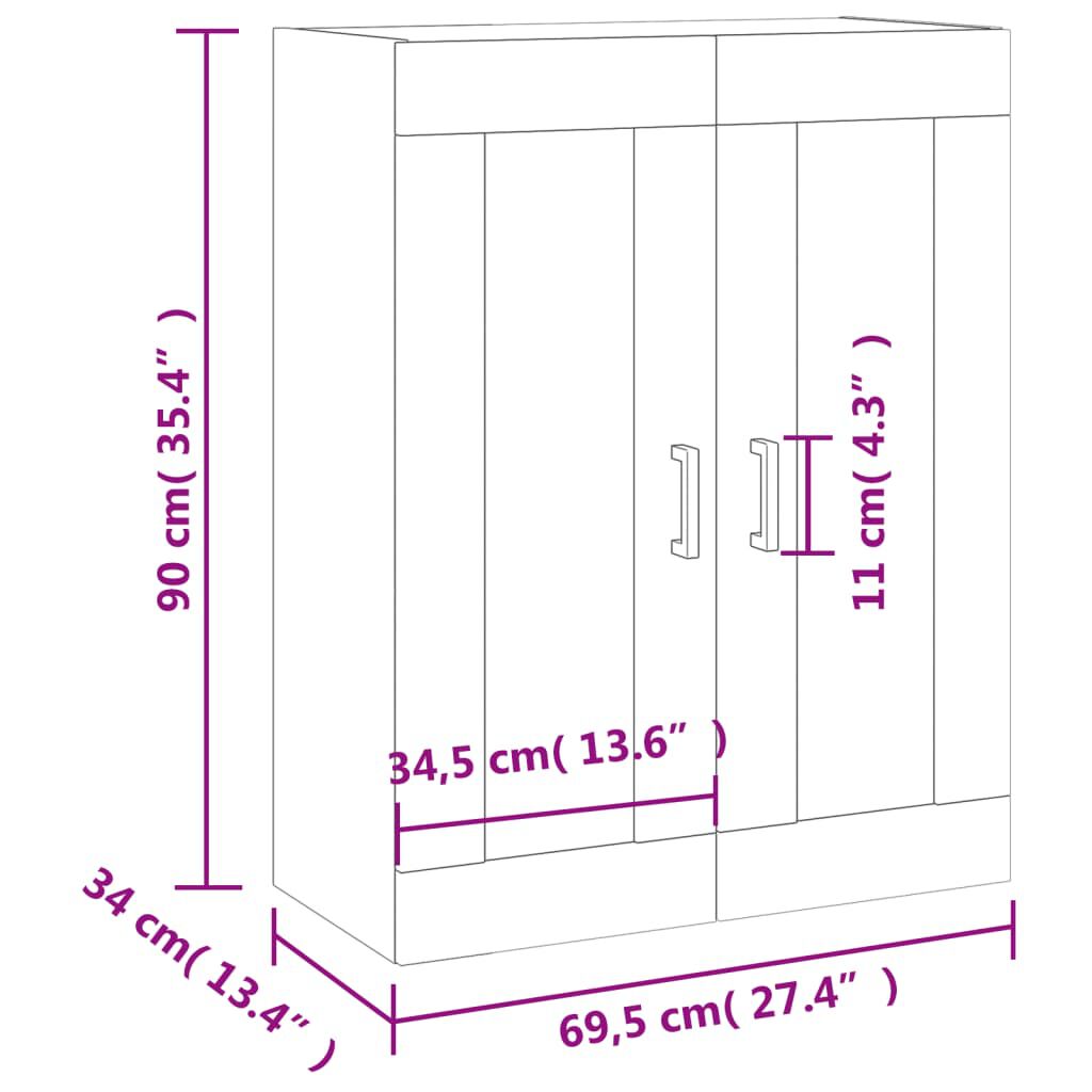 vidaXL Ντουλάπι Τοίχου Καφέ Δρυς 69,5 x 34 x 90 εκ.
