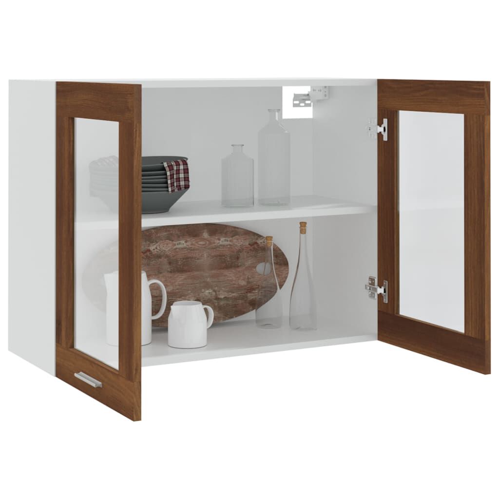 vidaXL Ντουλάπι Κρεμαστό Γυάλινο Lyon Καφέ Δρυς 80x31x60εκ. Επεξ. Ξύλο