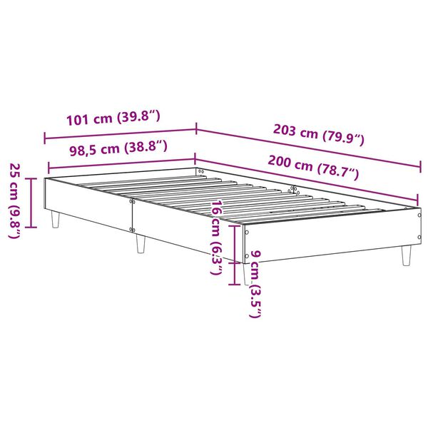 vidaXL Κρεβάτι 120x200 εκ Μαύρη Οξιά Ξύλινο