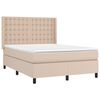vidaXL Κρεβάτι Boxspring Στρώμα&LED Καπουτσίνο 140x190 εκ. Συνθ. Δέρμα
