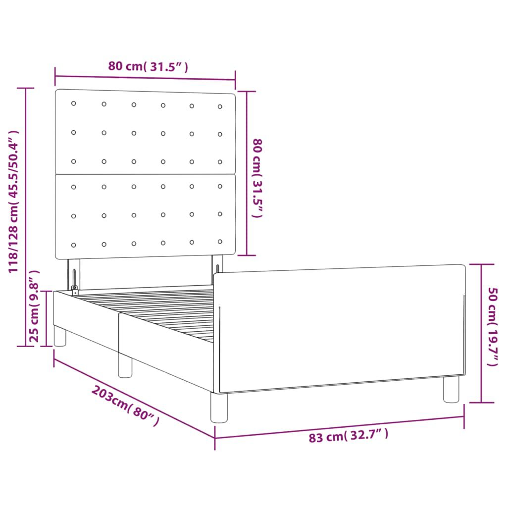 vidaXL Πλαίσιο Κρεβατιού με Κεφαλάρι Ροζ 80x200 εκ. Βελούδινο