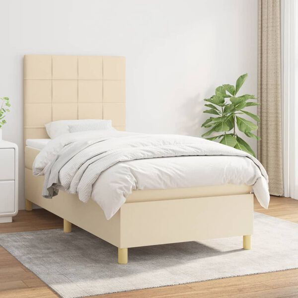 vidaXL &Kappa;&rho;&epsilon;&beta;ά&tau;&iota; Boxspring &mu;&epsilon; &Sigma;&tau;&rho;ώ&mu;&alpha; &Kappa;&rho;&epsilon;&mu; 100 x 200 &epsilon;&kappa;. &Upsilon;&phi;&alpha;&sigma;&mu;ά&tau;&iota;&nu;&omicron;