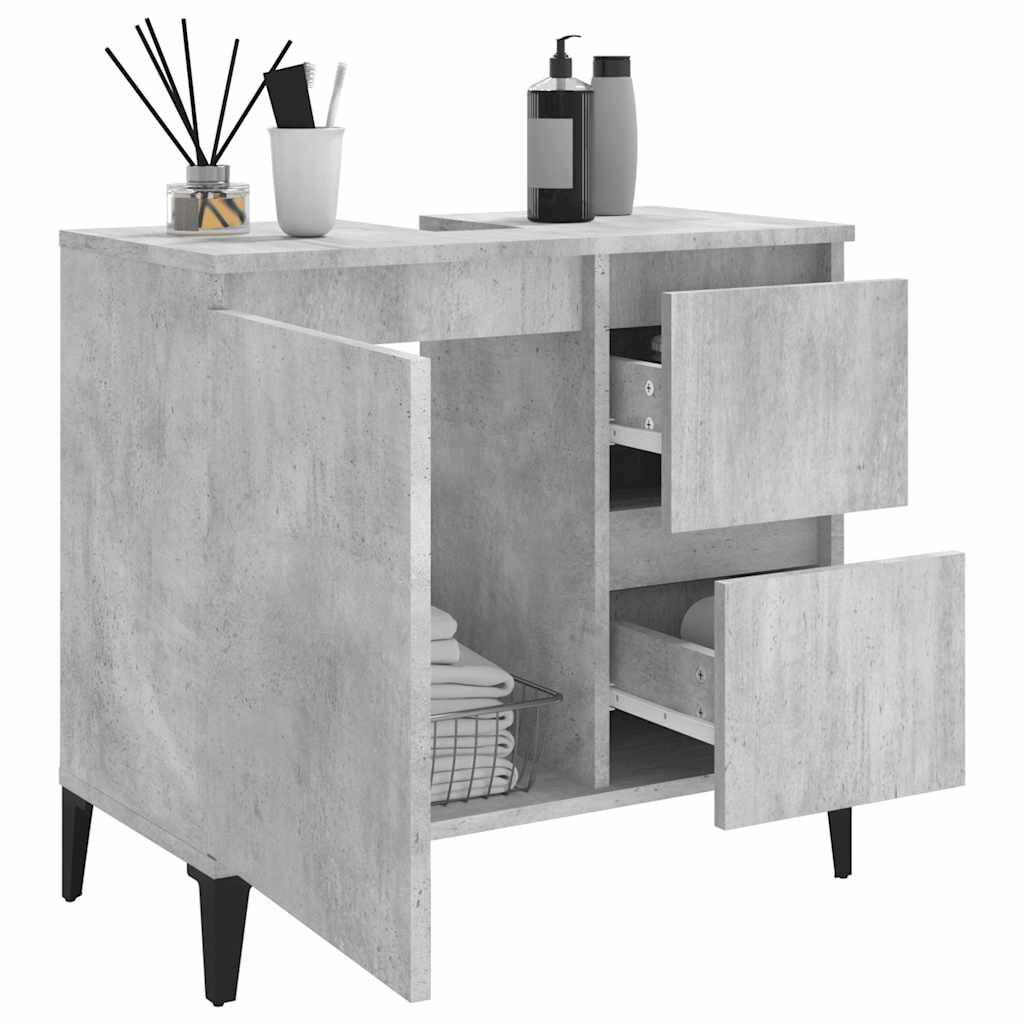 vidaXL Ντουλάπι Μπάνιου Γκρι Σκυροδέματος 65x33x60 εκ. Επεξ. Ξύλο