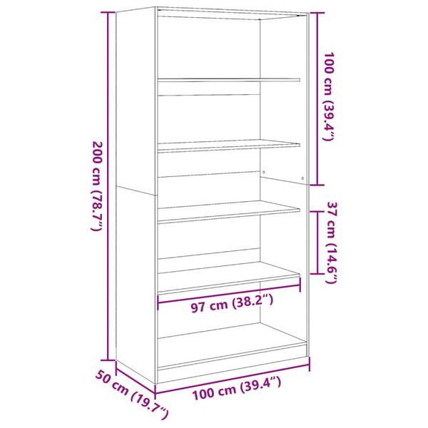 vidaXL Ντουλάπα Καφέ Δρυς 100x50x200 εκ. από Επεξεργασμένο Ξύλο