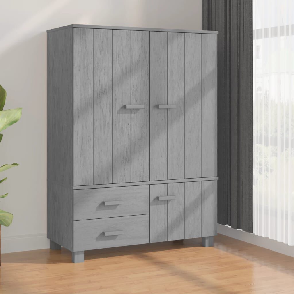 vidaXL Ντουλάπα HAMAR Σκ. Γκρι 99 x 45 x 137 εκ. Μασίφ Ξύλο Πεύκου