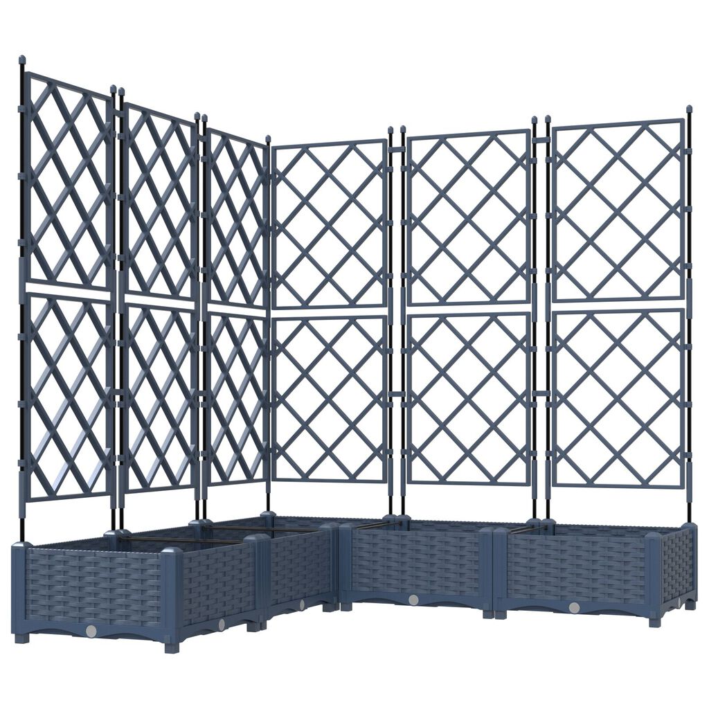 vidaXL Γλάστα Κήπου με Πλέγμα 5 τμχ Γκρι 120x120x125.5 εκ