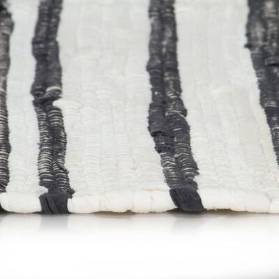 vidaXL Χαλί Chindi Χειροποίητο Ανθρακί / Λευκό 120 x 170 εκ. Βαμβακερό