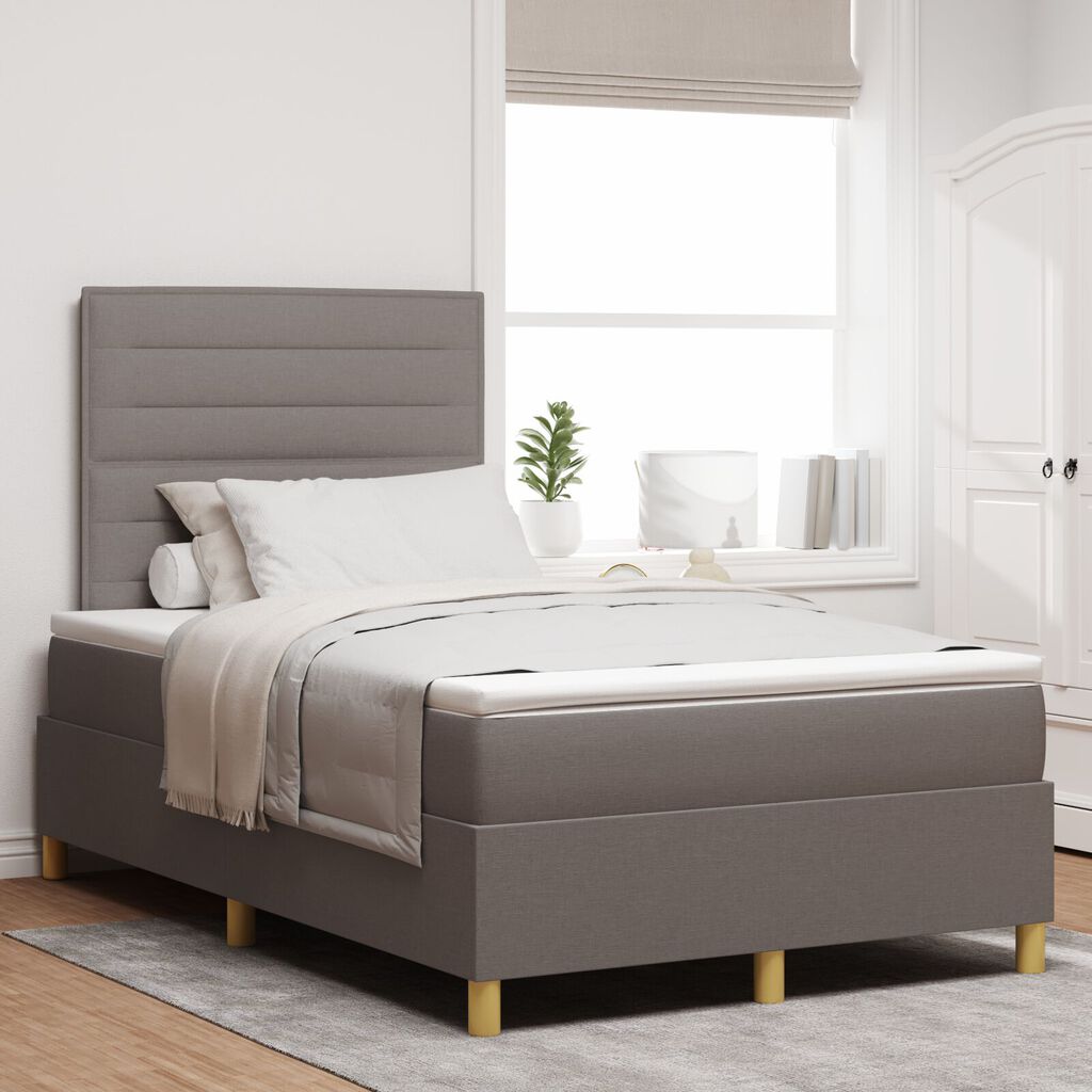 vidaXL Κρεβάτι Box Spring με Στρώμα & LED Ταούπ 120x200 εκ Υφασμάτινο