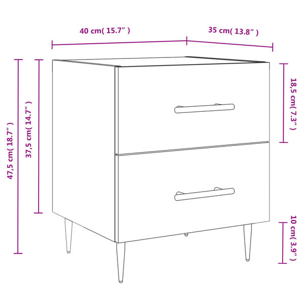 vidaXL Κομοδίνα 2 τεμ. Καπνιστή Δρυς 40 x 35 x 47,5 εκ. Επεξεργ. Ξύλο